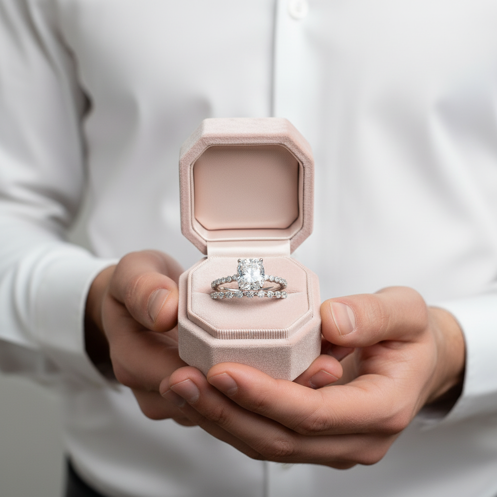 2.0 Carat Cushion Cut Diamond Ring Set-Black Diamonds New York