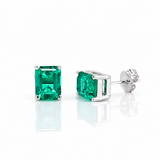 2.0 Ct Colombian Cultivated Emerald Earrings-Black Diamonds New York