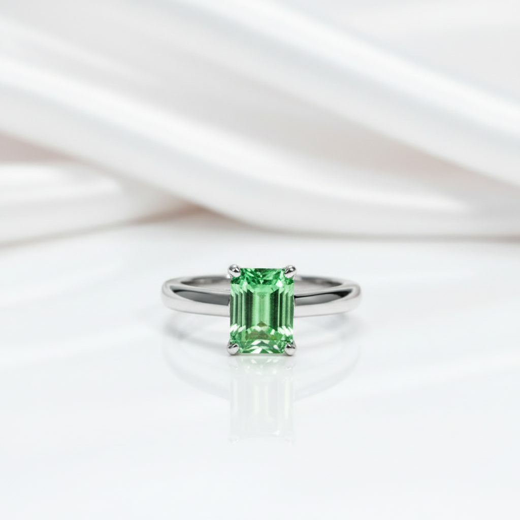 2.0 Ct Colombian Cultivated Emerald Engagement Ring-Black Diamonds New York