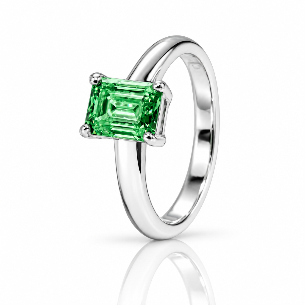2.0 Ct Colombian Cultivated Emerald Engagement Ring-Black Diamonds New York