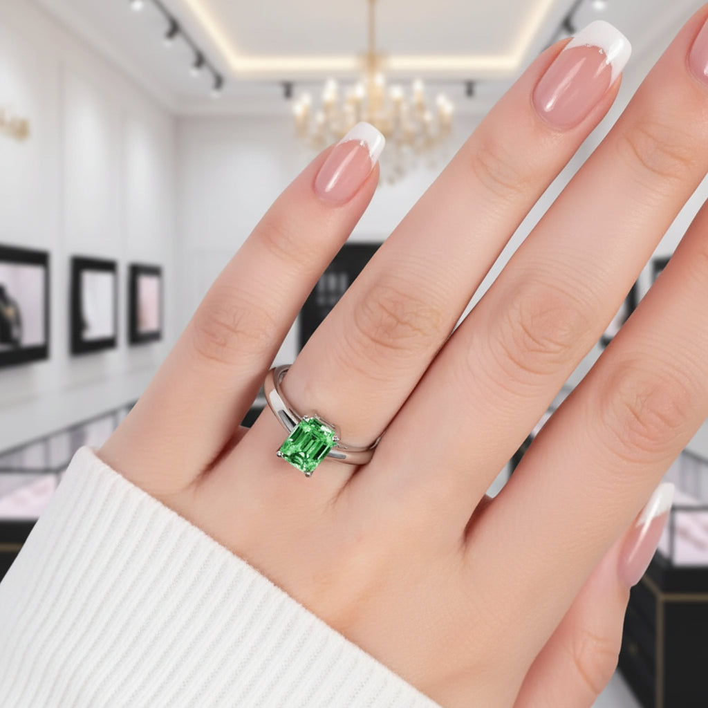 2.0 Ct Colombian Cultivated Emerald Engagement Ring-Black Diamonds New York