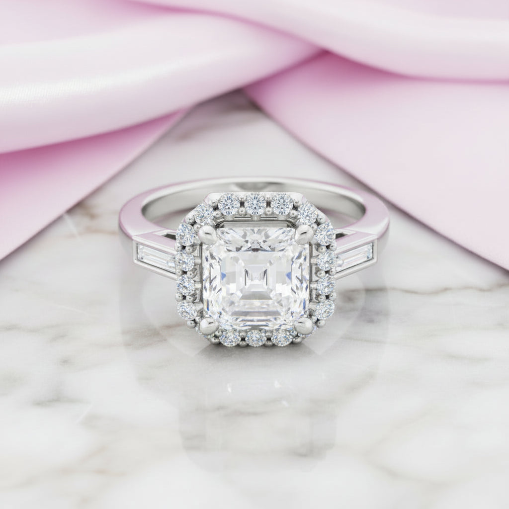 2.0 Ct Cushion Cut Diamond Option Halo Engagement Ring-Black Diamonds New York