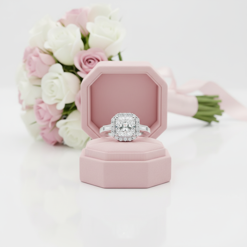 2.0 Ct Cushion Cut Diamond Option Halo Engagement Ring-Black Diamonds New York