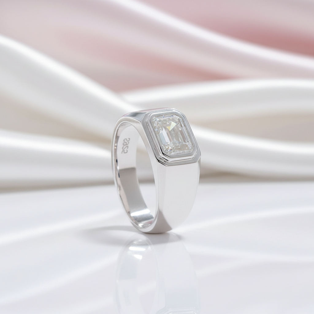 2.0 Ct Emerald-cut Diamond Men's Ring