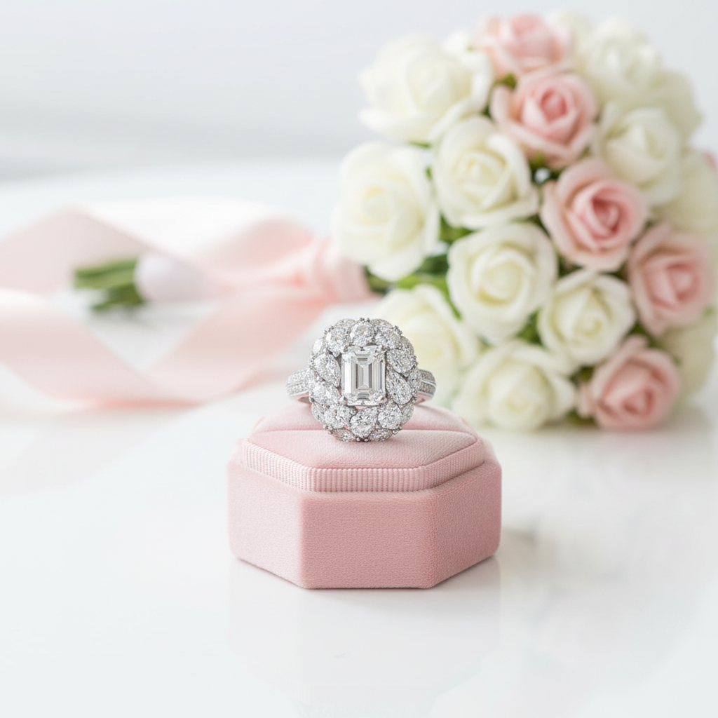 2.0 Ct Emerald-cut Diamond Option Vintage Engagement Ring-Black Diamonds New York