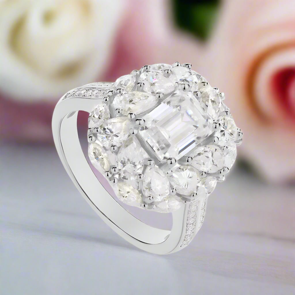 2.0 Ct Emerald-cut Diamond Vintage Engagement Ring-Black Diamonds New York