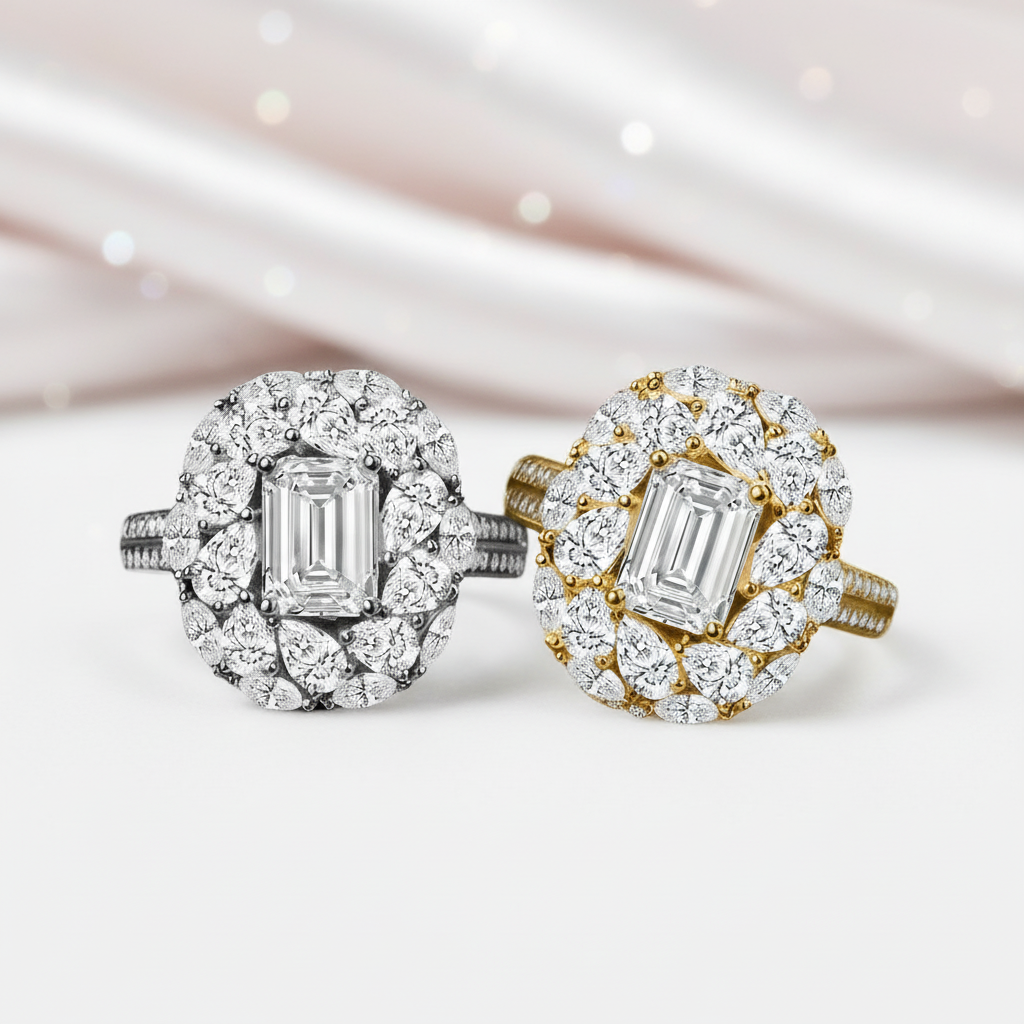 2.0 Ct Emerald-cut Diamond Option Vintage Engagement Ring-Black Diamonds New York