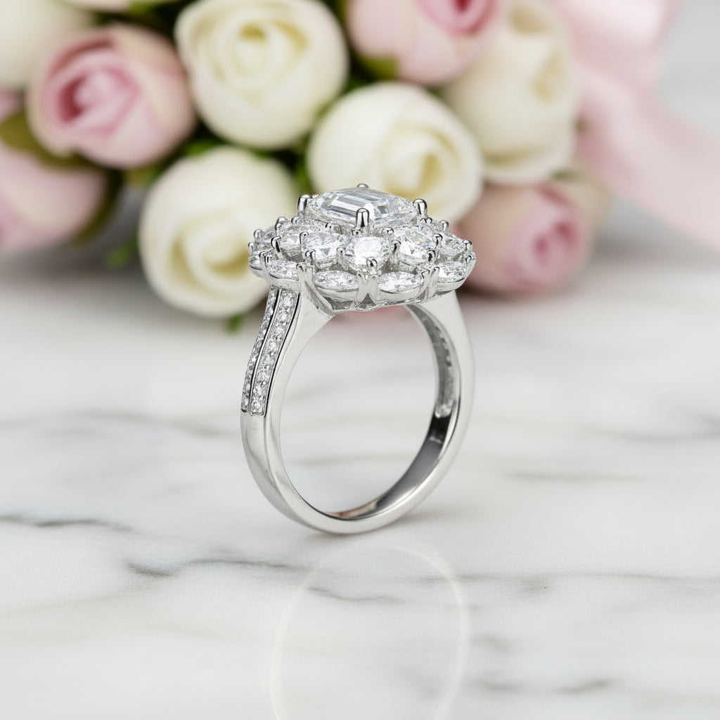 2.0 Ct Emerald-cut Diamond Option Vintage Engagement Ring-Black Diamonds New York