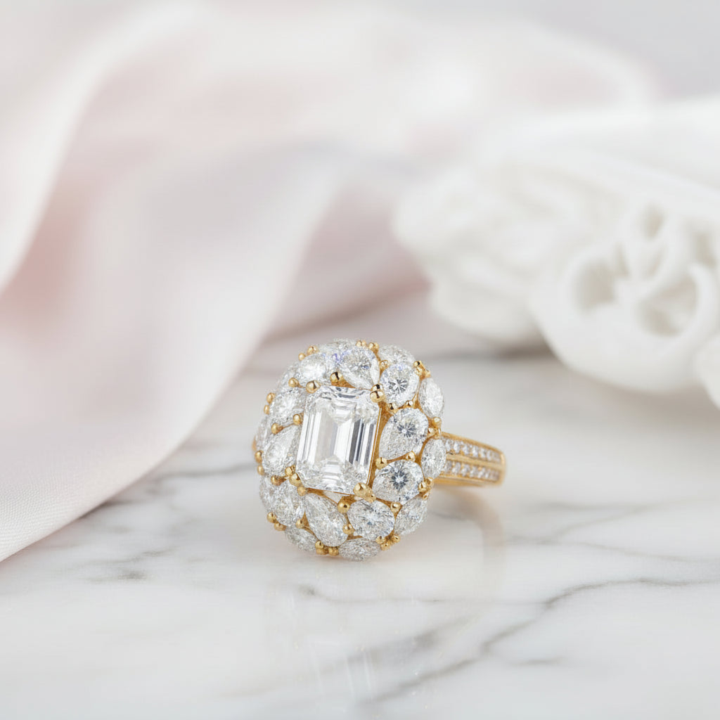 2.0 Ct Emerald-cut Diamond Option Vintage Engagement Ring-Black Diamonds New York