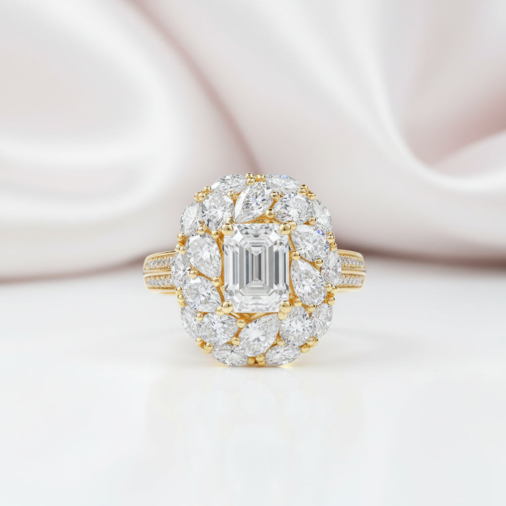 2.0 Ct Emerald-cut Diamond Option Vintage Engagement Ring-Black Diamonds New York
