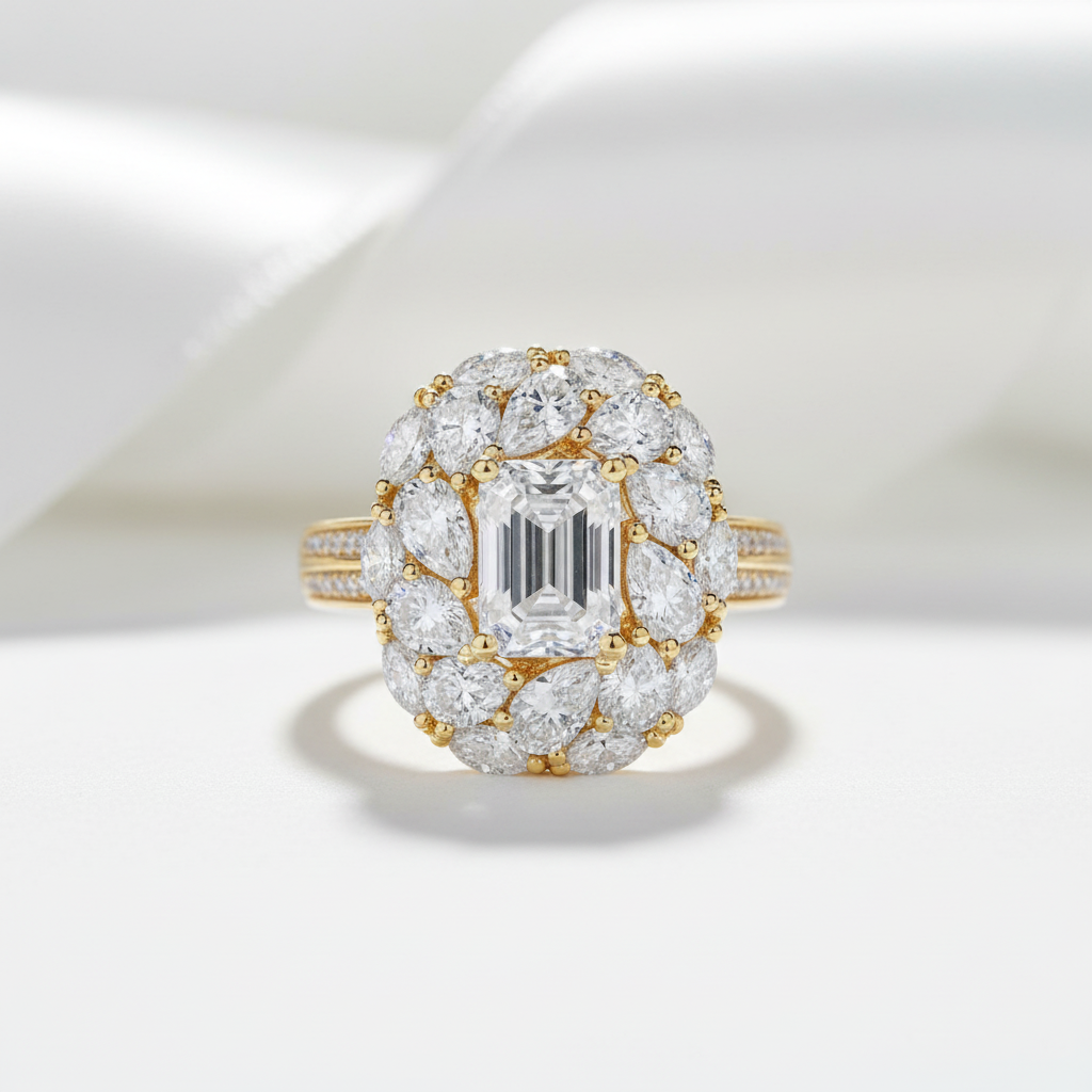 2.0 Ct Emerald-cut Diamond Option Vintage Engagement Ring-Black Diamonds New York