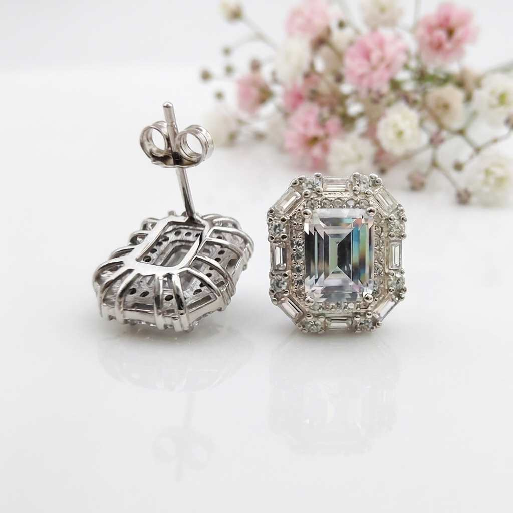 2.0 Ct Emerald Cut Diamond Option Stud Earrings-Black Diamonds New York
