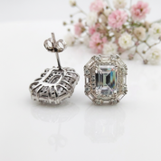 2.0 Ct Emerald Cut Diamond Option Stud Earrings-Black Diamonds New York
