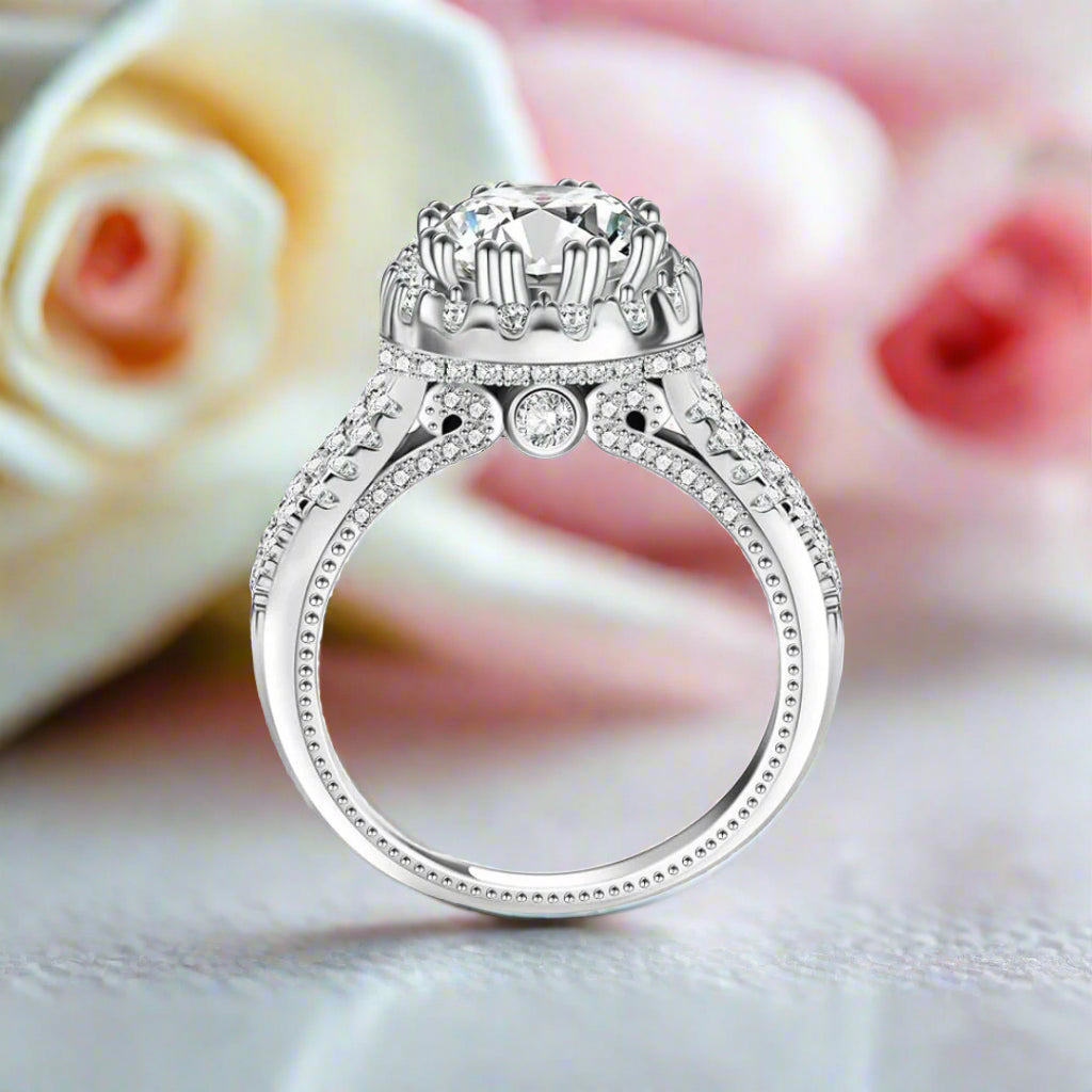 2.0 Ct Excellent Cut Diamond Halo Engagement Ring-Black Diamonds New York