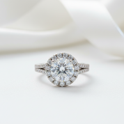 2.0 Ct Excellent Cut Diamond Option Halo Engagement Ring-Black Diamonds New York