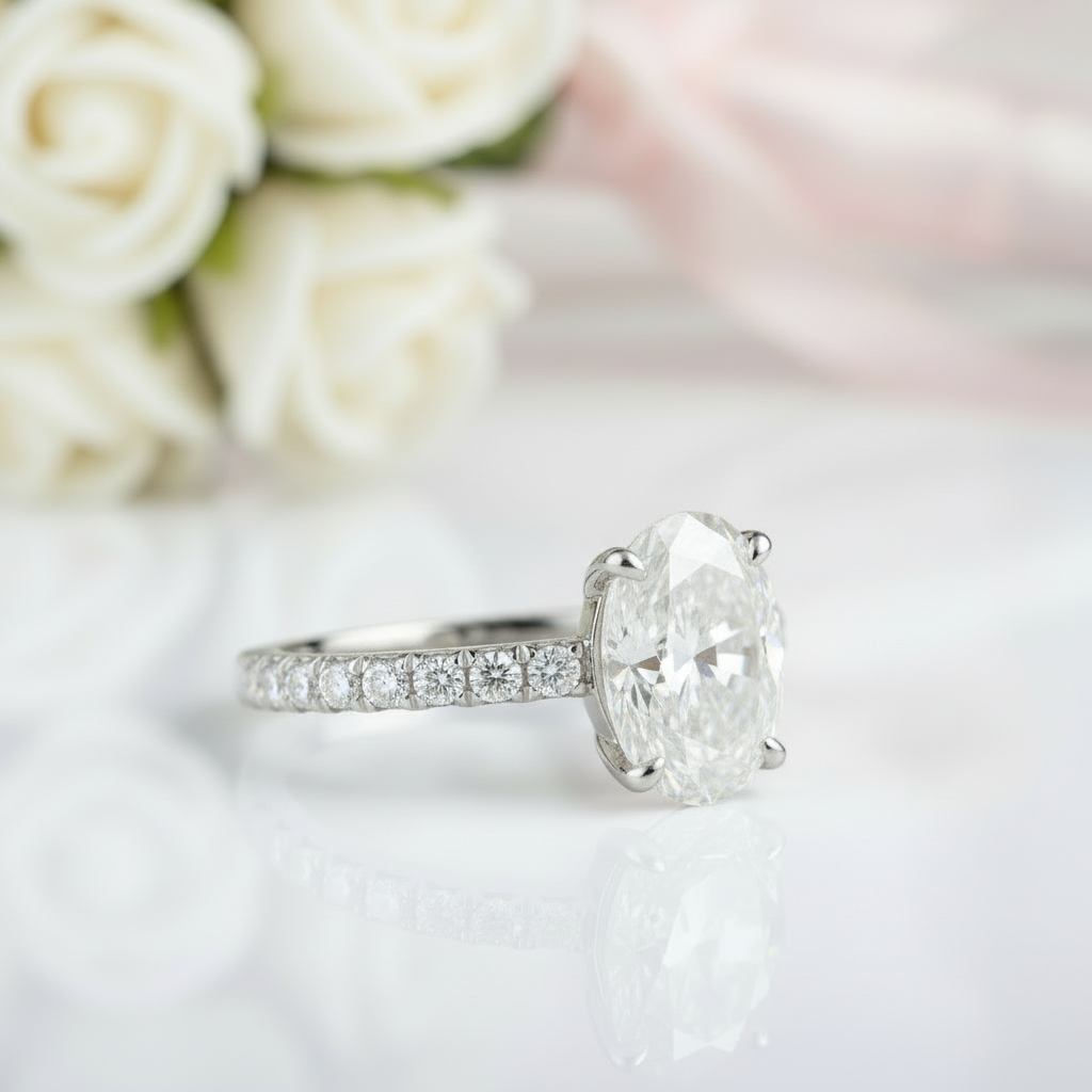 2.0 Ct Oval Cut Diamond Engagement Ring-Black Diamonds New York