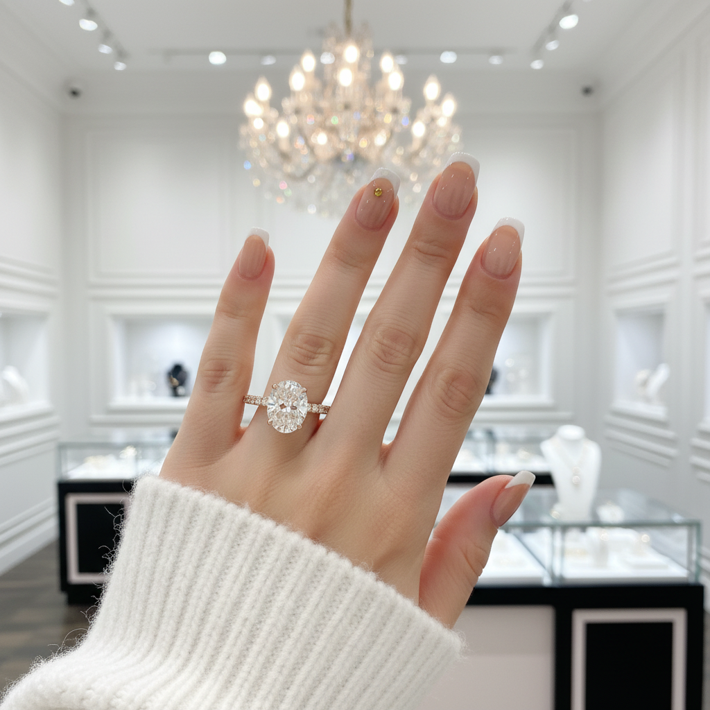 2.0 Ct Oval Cut Diamond Engagement Ring-Black Diamonds New York