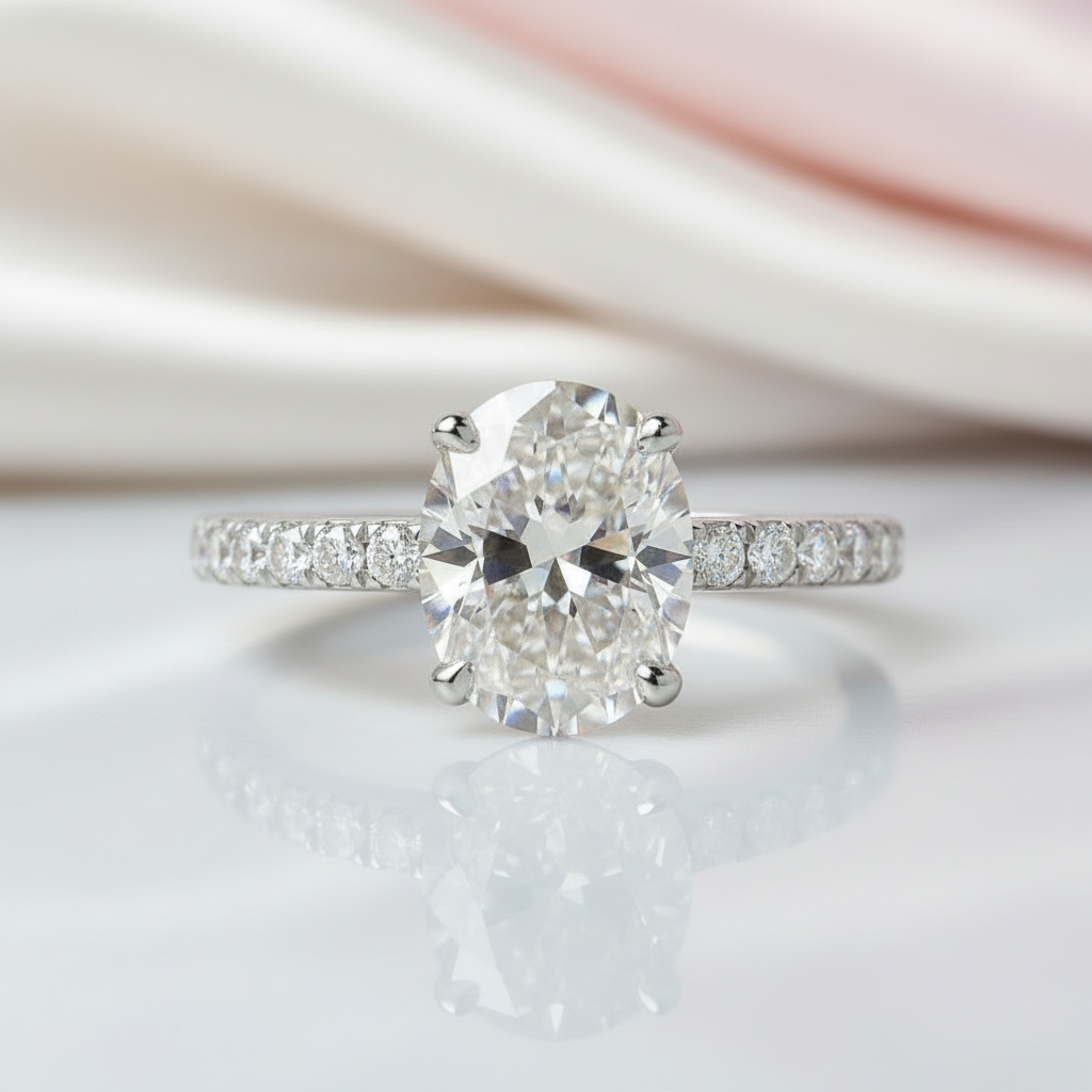 2.0 Ct Oval Cut Diamond Option Engagement Ring-Black Diamonds New York