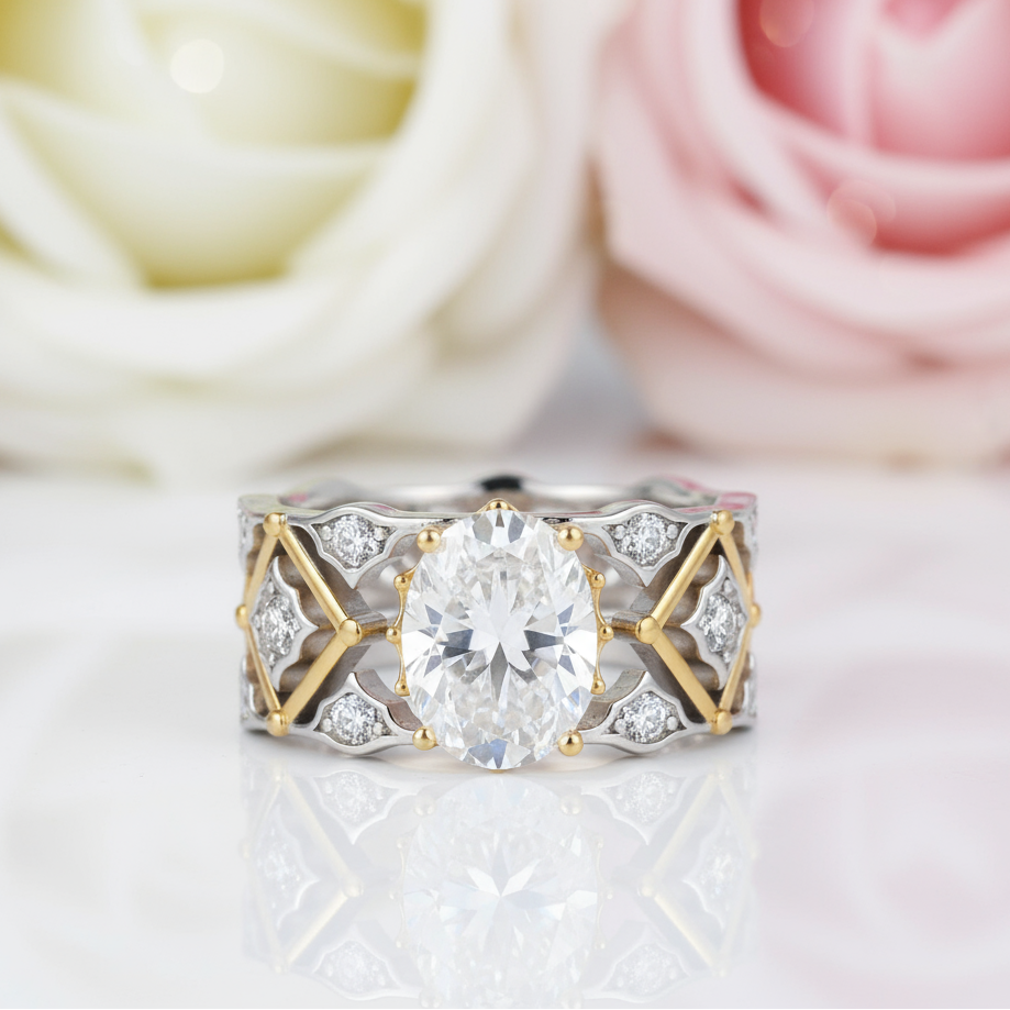 2.0 Ct Oval Cut Diamond Engagement Ring-Black Diamonds New York