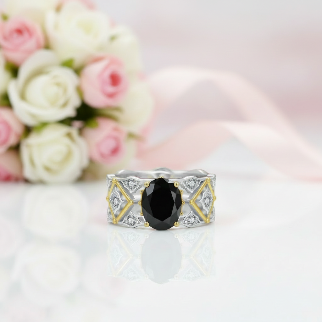 2.0 Ct Oval Cut Diamond Option Engagement Ring-Black Diamonds New York