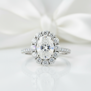 2.0 Ct Oval Cut Diamond Halo Engagement Ring-Black Diamonds New York