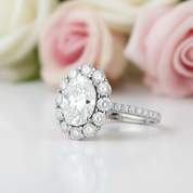 2.0 Ct Oval Cut Diamond Halo Engagement Ring-Black Diamonds New York