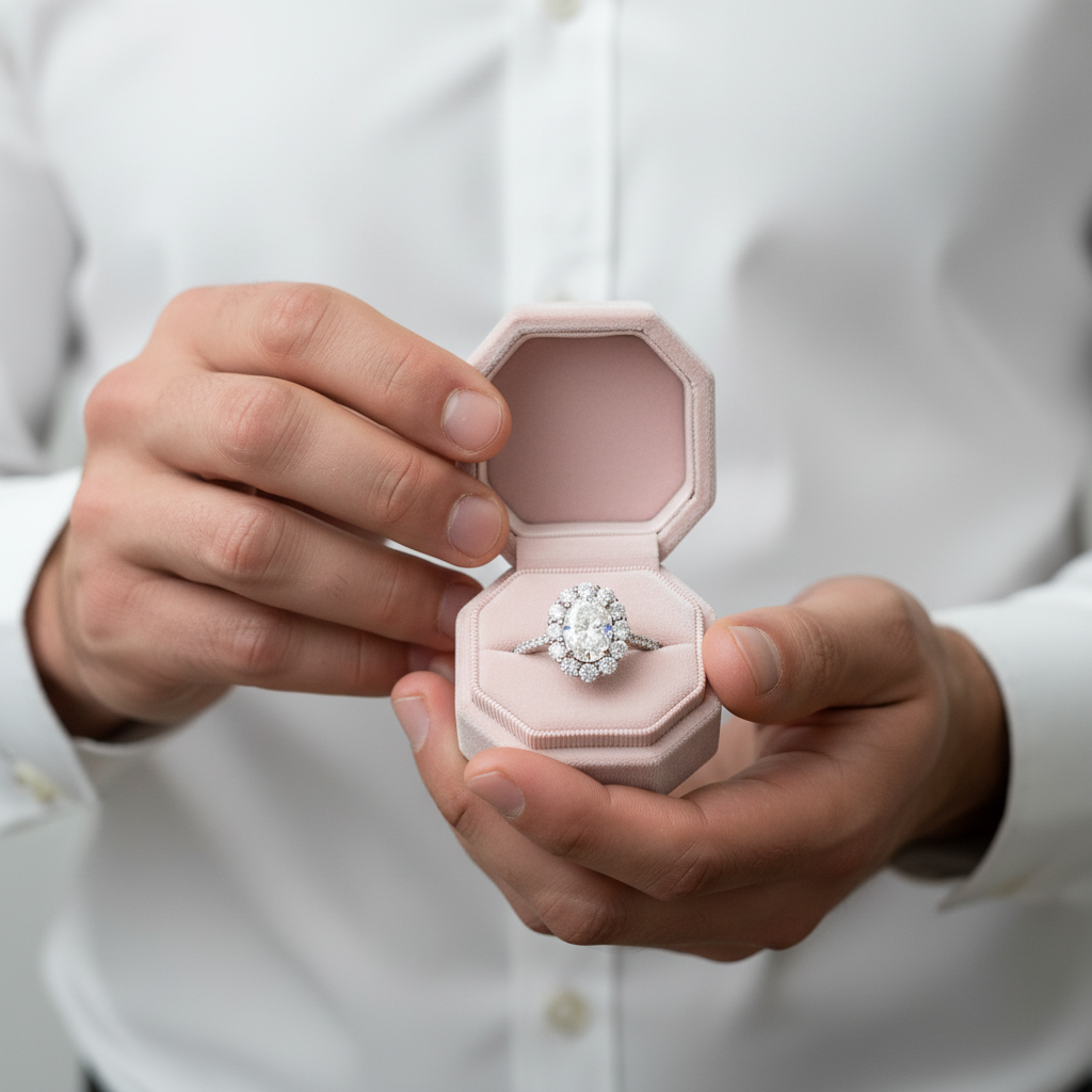 2.0 Ct Oval Cut Diamond Halo Engagement Ring-Black Diamonds New York