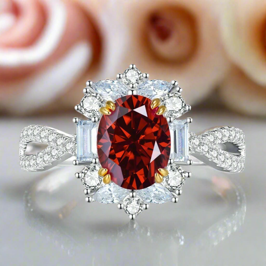 2.0 Ct Oval Cut Red Diamond Engagement Ring-Black Diamonds New York
