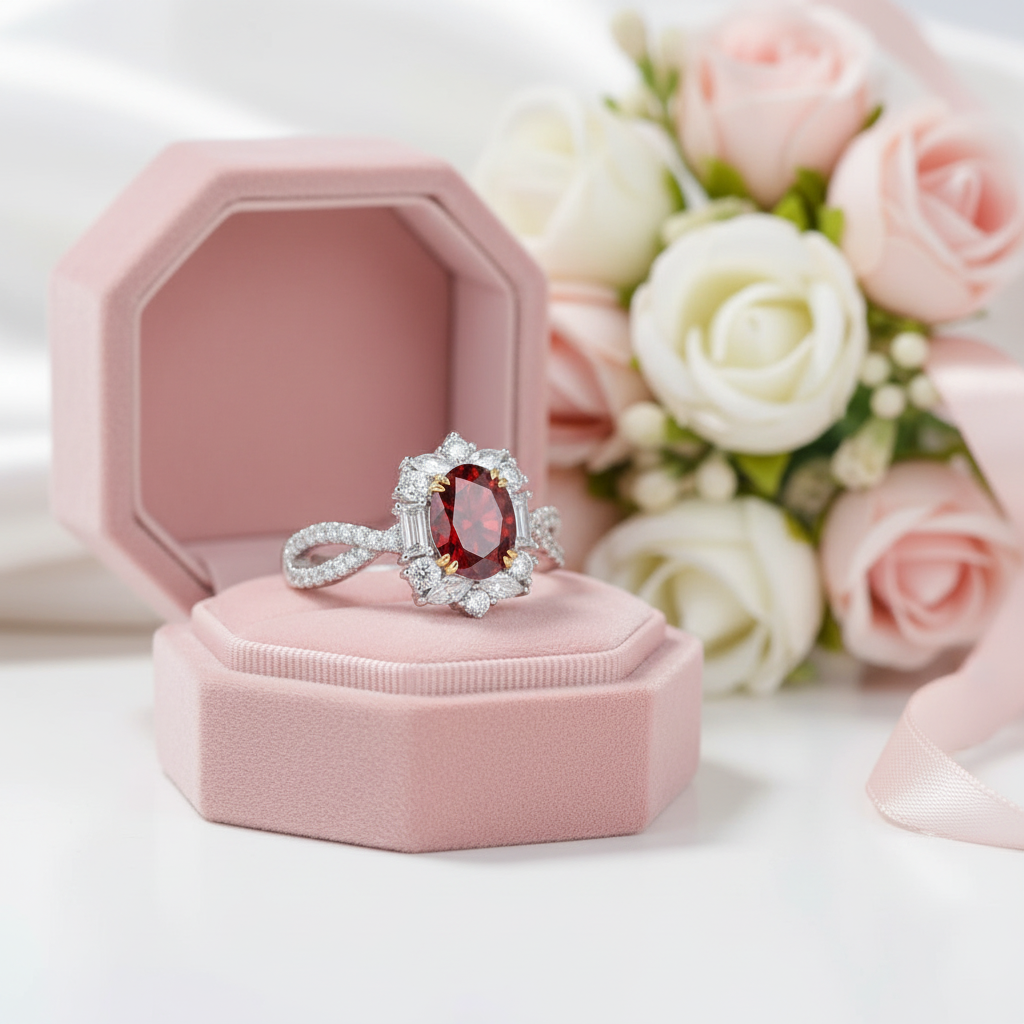 2.0 Ct Oval Cut Red Diamond Option Engagement Ring-Black Diamonds New York