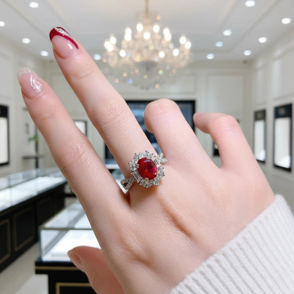 2.0 Ct Oval Cut Red Diamond Option Engagement Ring-Black Diamonds New York