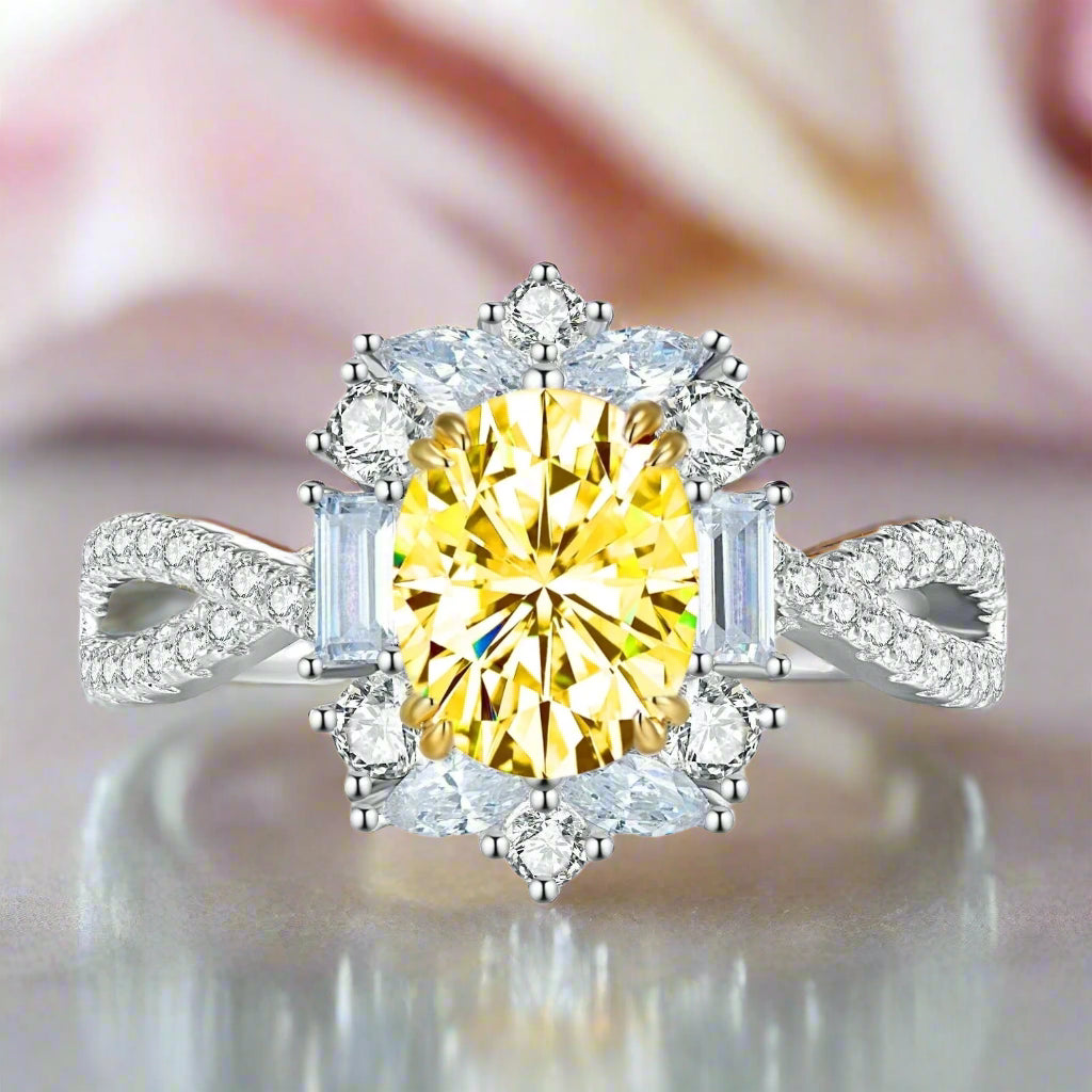 2.0 Ct Oval Cut Red Diamond Engagement Ring-Black Diamonds New York