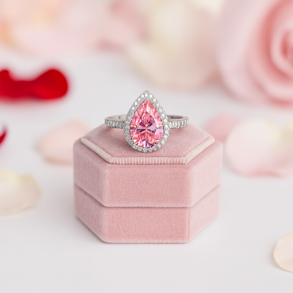 2.0 Ct Pear Cut Diamond Halo Engagement Ring-Black Diamonds New York