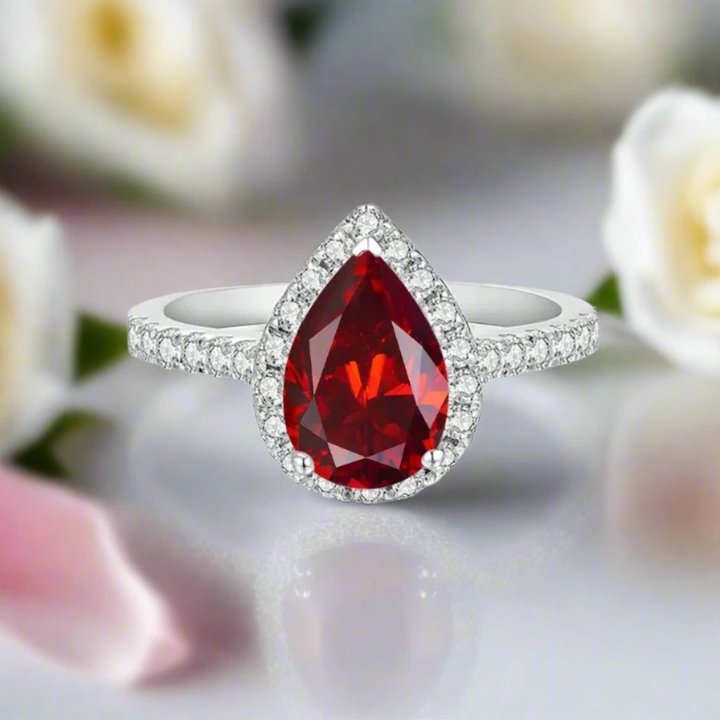 2.0 Ct Pear Cut Diamond Halo Engagement Ring-Black Diamonds New York