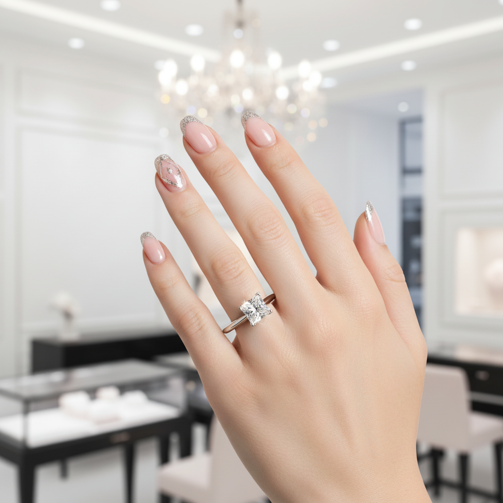 2.0 Ct Princess Cut Diamond Option Engagement Ring-Black Diamonds New York