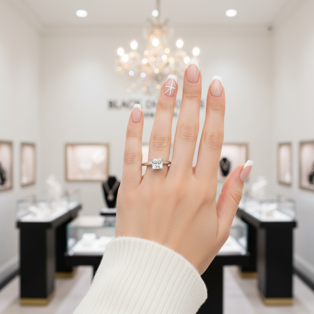 2.0 Ct Princess Cut Diamond Engagement Ring-Black Diamonds New York