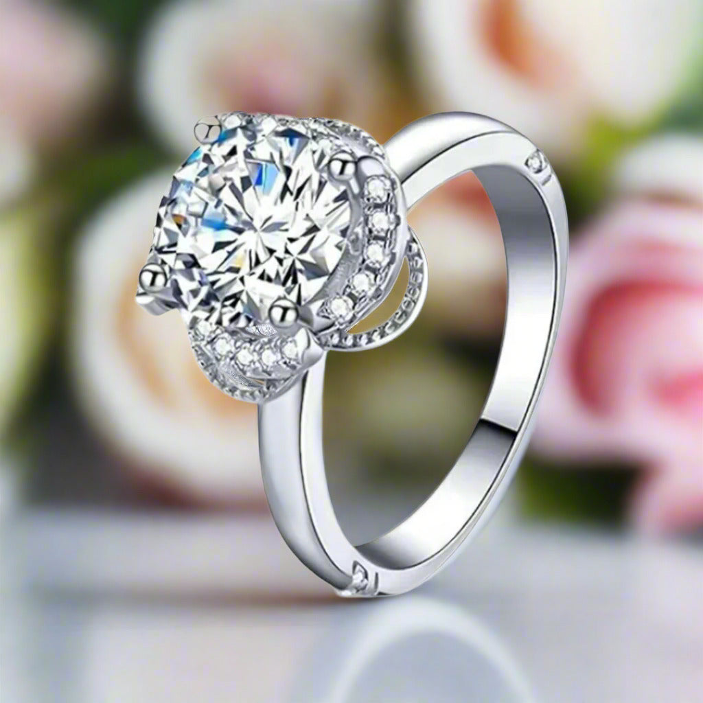 2.0 Ct Round Diamond Rose Flower Engagement Ring-Black Diamonds New York