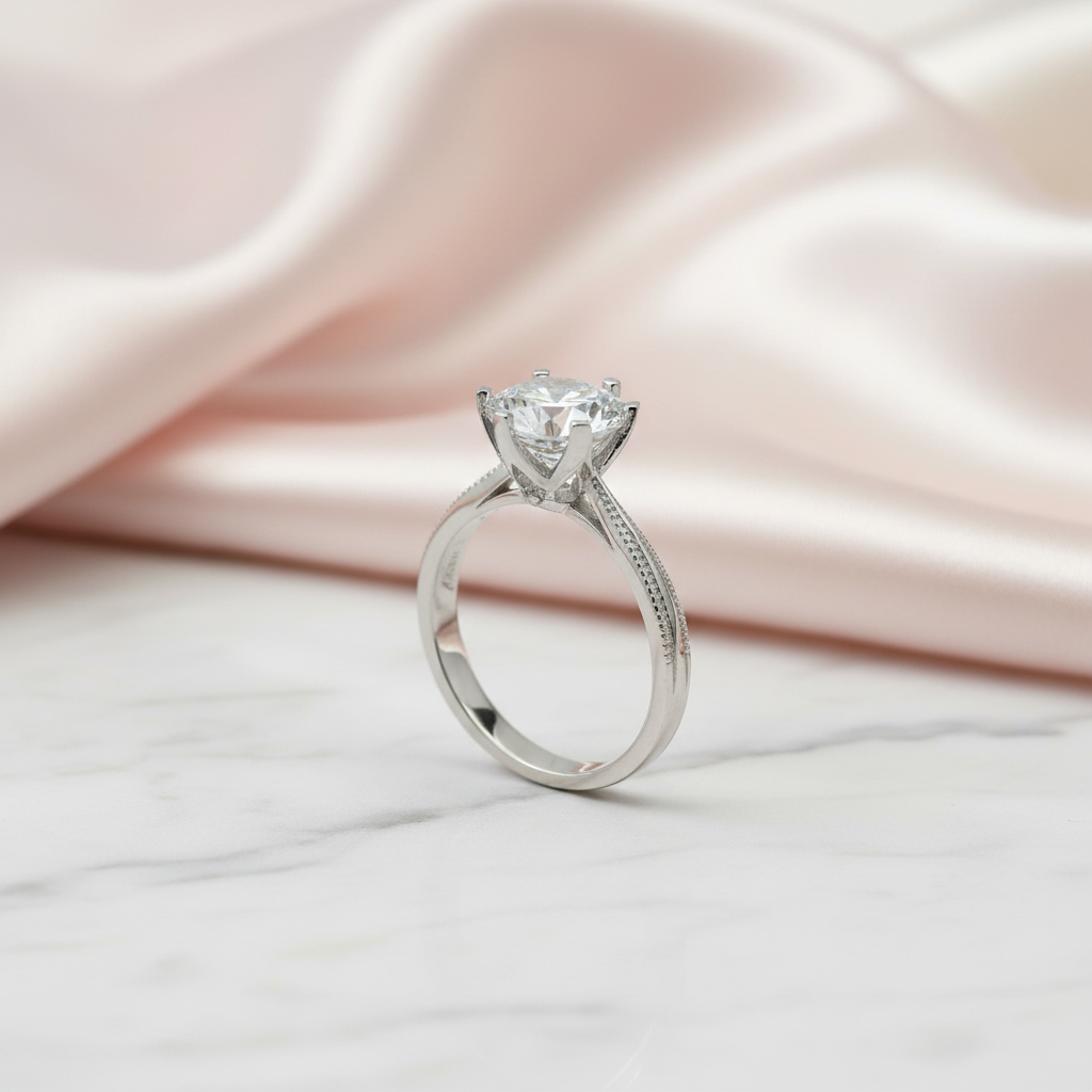 2.0 Ct Round Cut D Color Diamond Option Dewdrop Engagement Ring-Black Diamonds New York