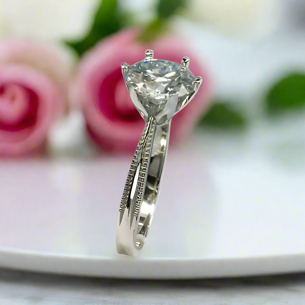 2.0 Ct Round Cut D Color Diamond Dewdrop Engagement Ring-Black Diamonds New York