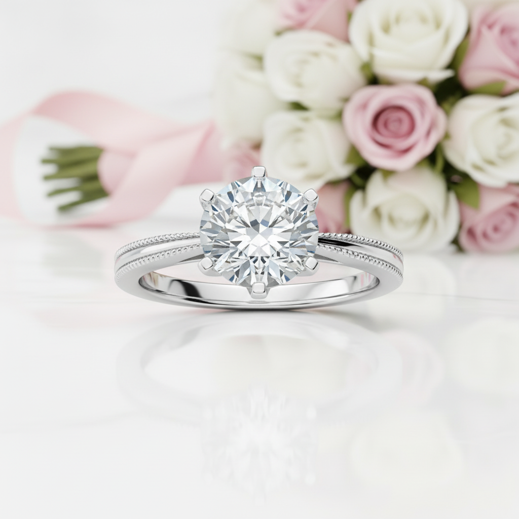 2.0 Ct Round Cut D Color Diamond Option Dewdrop Engagement Ring-Black Diamonds New York