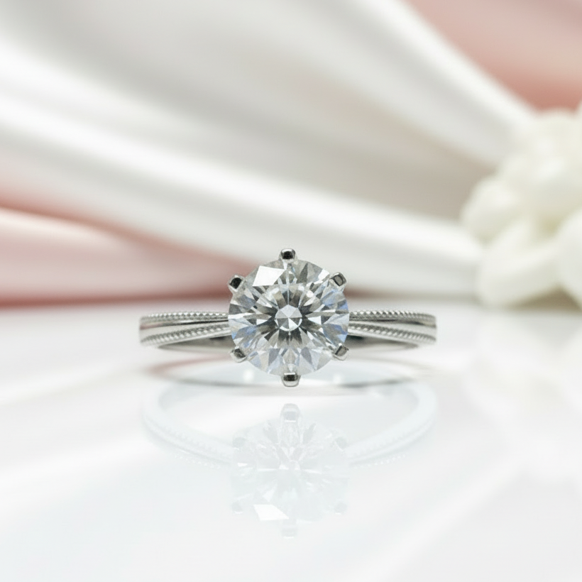 2.0 Ct Round Cut D Color Diamond Option Dewdrop Engagement Ring-Black Diamonds New York
