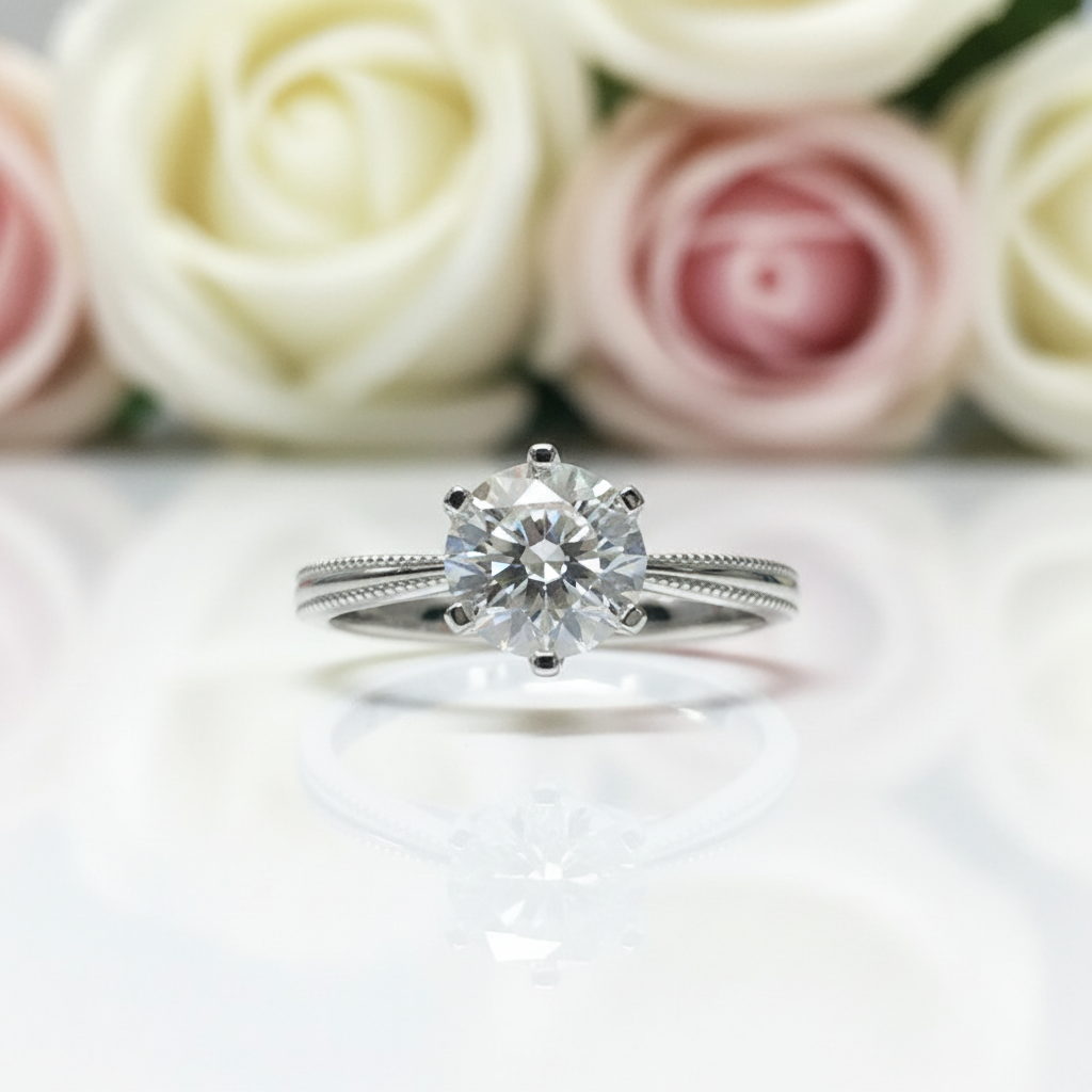 2.0 Ct Round Cut D Color Diamond Dewdrop Engagement Ring-Black Diamonds New York