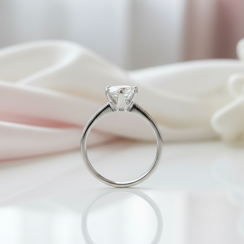 2.0 Ct Round Cut D Color Diamond Dewdrop Engagement Ring-Black Diamonds New York