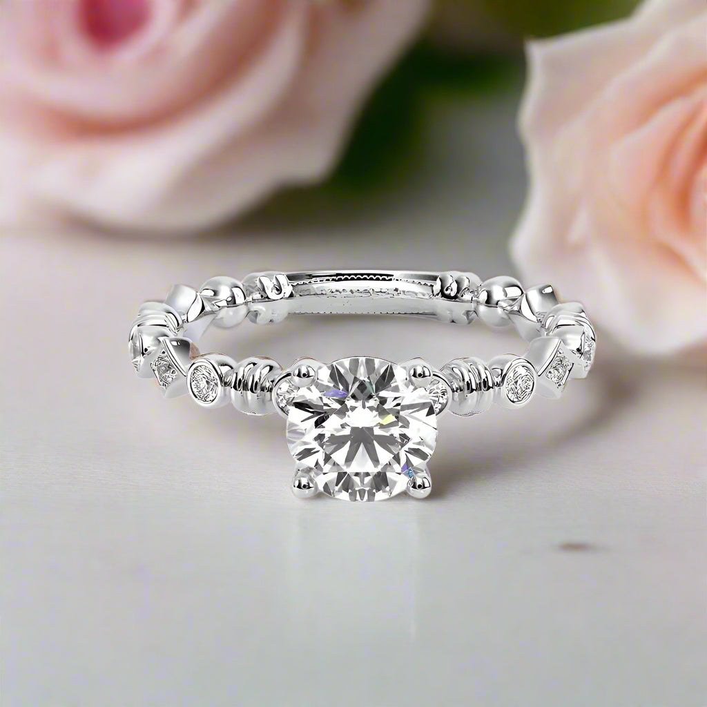 2.0 Ct Round Cut D Color Diamond Engagement Ring-Black Diamonds New York