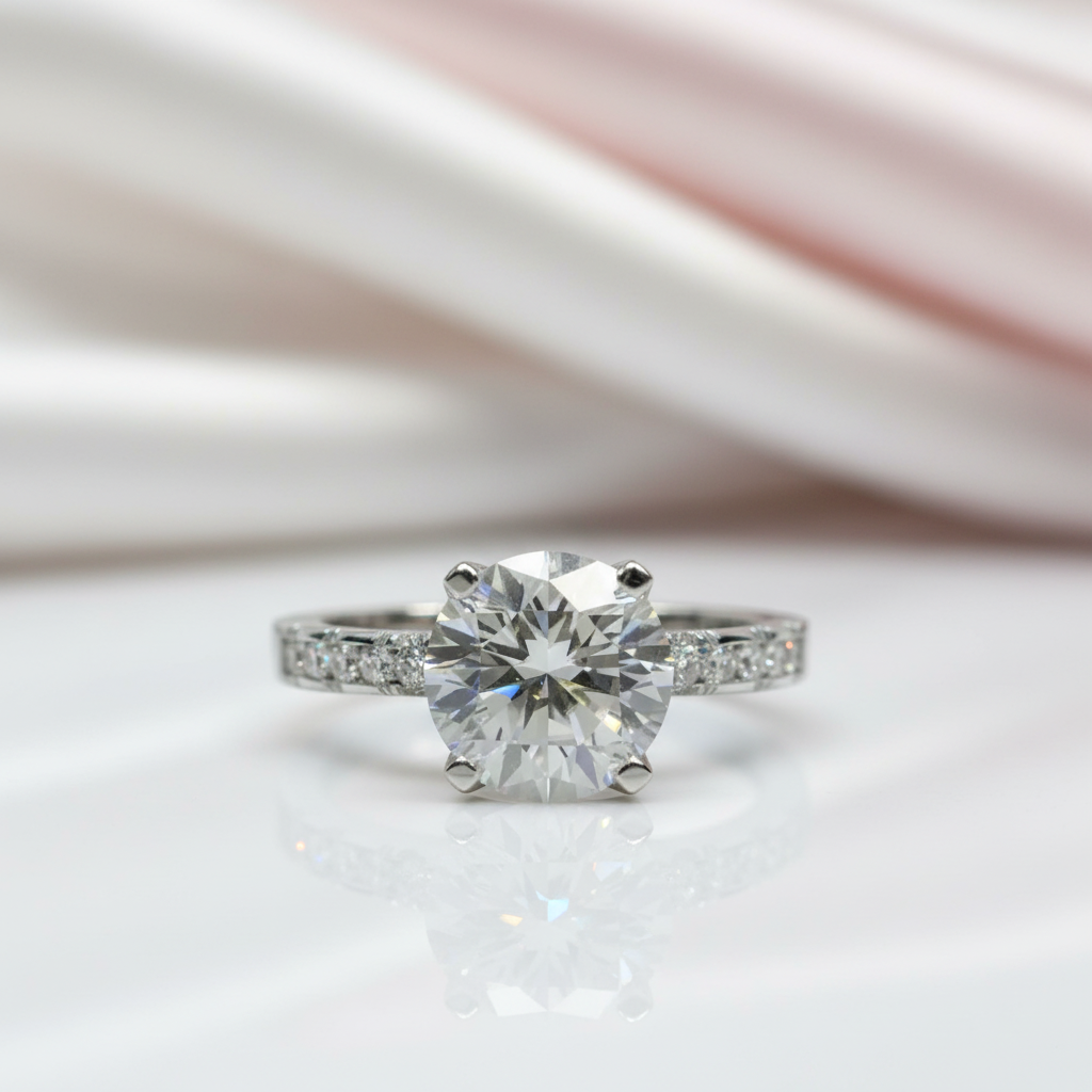 2.0 Ct Round Cut Diamond Option Engagement Ring-Black Diamonds New York