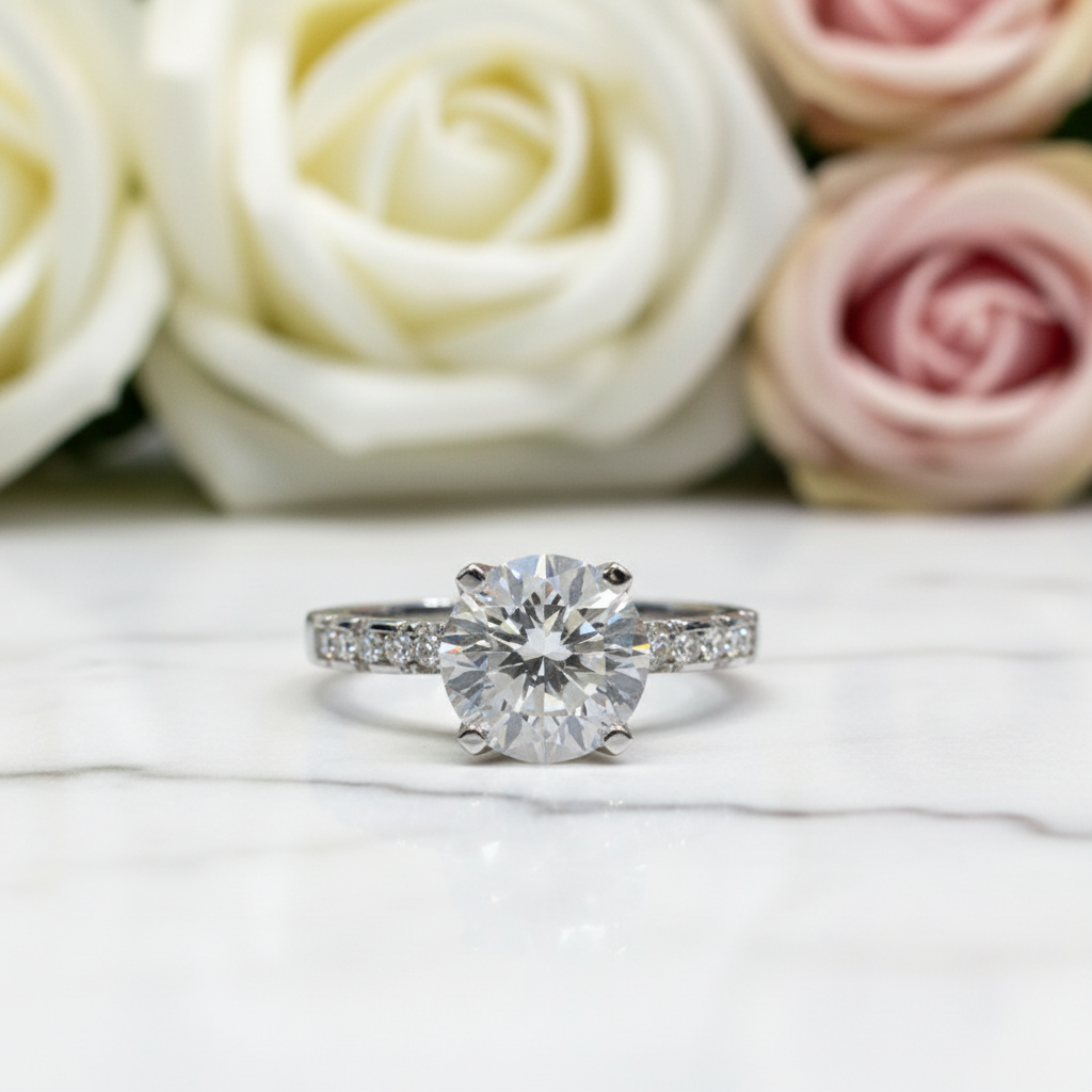 2.0 Ct Round Cut Diamond Engagement Ring-Black Diamonds New York