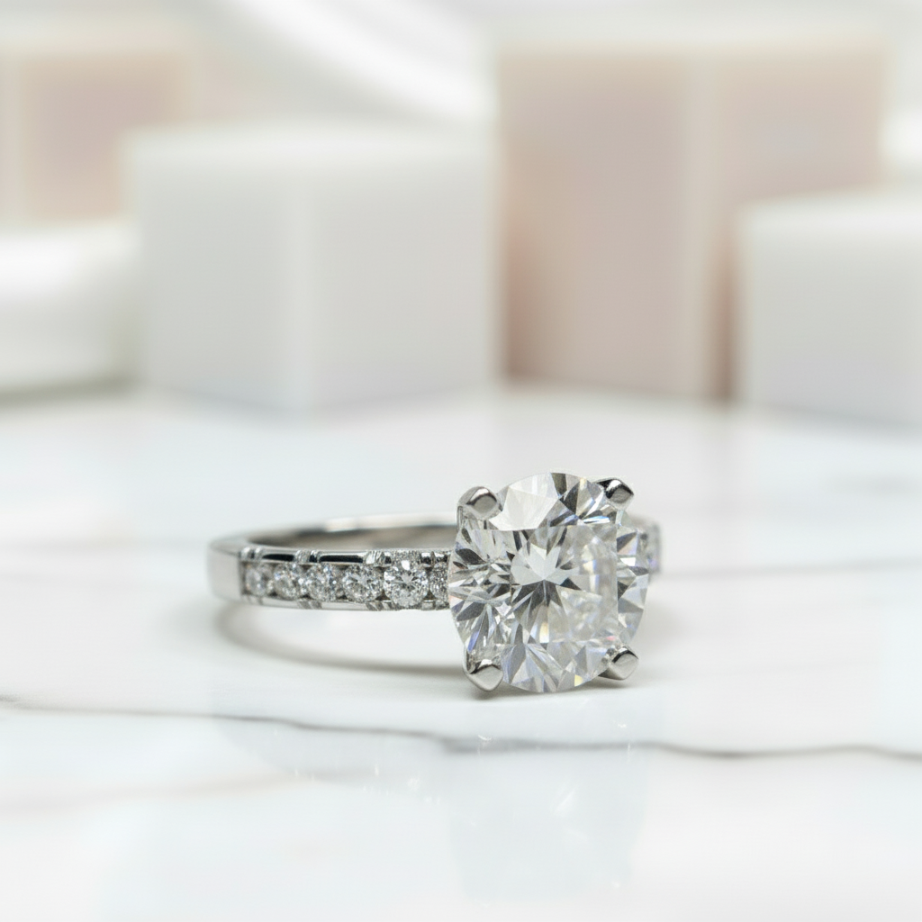 2.0 Ct Round Cut Diamond Engagement Ring-Black Diamonds New York