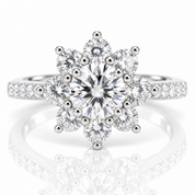 2.0 Ct Round Cut Diamond Option Sunflower Halo Engagement Ring-Black Diamonds New York