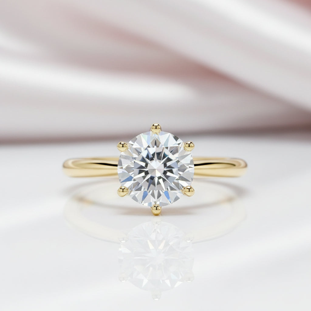 2.0 Ct Round Cut Diamond Option Solitaire Engagement Ring-Black Diamonds New York