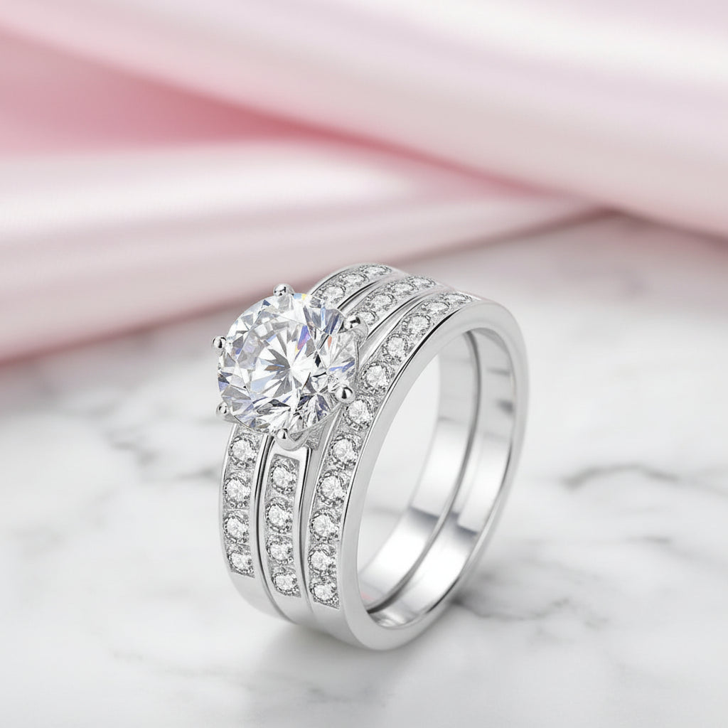 2.0 Ct Round Diamond Option Engagement Ring Set-Black Diamonds New York