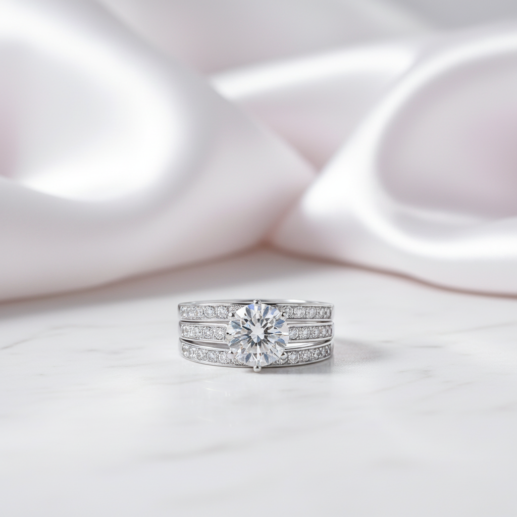 2.0 Ct Round Diamond Option Engagement Ring Set-Black Diamonds New York